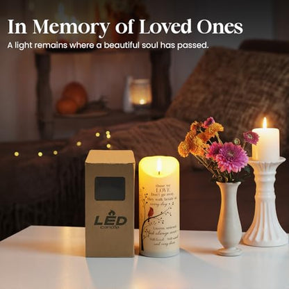 LED Flameless Memorial Candle with Remote, Sympathy Gift for Loss of Loved
