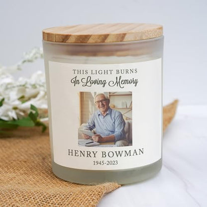 Personalized Memorial Candle Gift | Celebration of Life | Happy Heavenly Birthday | Sympathy Loss of Mother Father | Grief Sympathy and Condolence Gift for Loss of Loved One Mom Dad Brother Remebrance