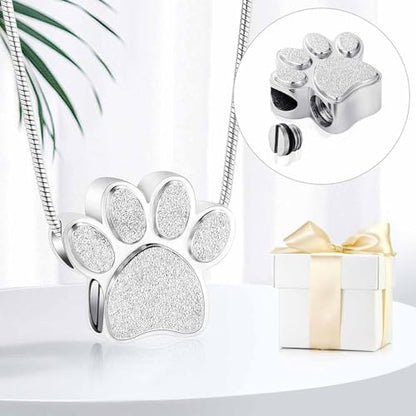 zeqingjw Pet Cremation Jewelry for Ashes Pendant Paw Print Pet Heart Urn Necklace Memorial Keepsake Jewelry for Pet/Dog's/Cat's Ashes - color: Paw-Silver