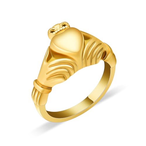 Heart Urn Rings for Ashes for Women Crown Promise Cremation Ring Hold Loved Ones Ashes Keepsake Memorial Jewelry Cremation Jewelry Ashes Locket Holding Love in Hand - color: Gold, size: 8#