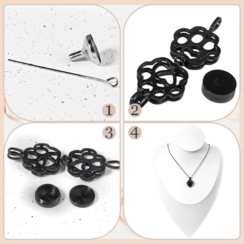 Paw Print Heart Pet Ashes Memorial Necklace with Mini Inner Box-Black | Pet Cremation Jewelry for Ashes, Cremation Urn Jewelry to Hold Dog & Cat Ashes Pendant with Box Filling Tools - color: Black