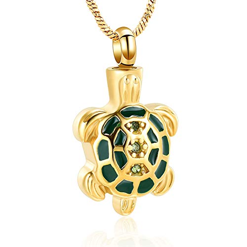 Yinplsmemory Cremation Jewelry for Ashes Turtle Urn Necklace for Ashes Keepsake Holder Memorial Jewelry for Women/Men - color: Gold