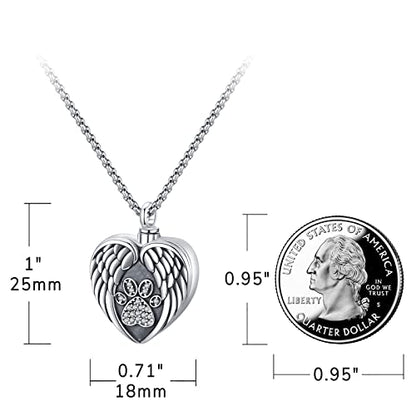 Eusense Cremation Jewelry for Ashes Urn Necklace to Put Ashes In 925 Sterling Silver Memorial Pendant Heart Urn Necklaces for Ashes Necklace for Women Men - style: E-Paw Print Urn Necklace