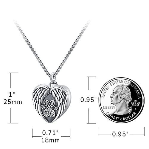 Eusense Cremation Jewelry for Ashes Urn Necklace to Put Ashes In 925 Sterling Silver Memorial Pendant Heart Urn Necklaces for Ashes Necklace for Women Men - style: E-Paw Print Urn Necklace