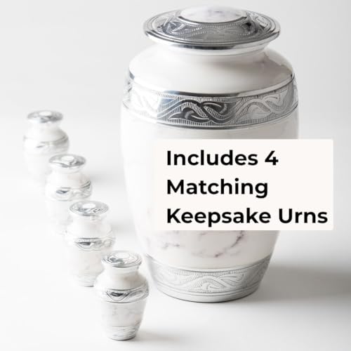 GR8 Keepsakes Classic White Marble-Finish Cremation Urn Set - color: White