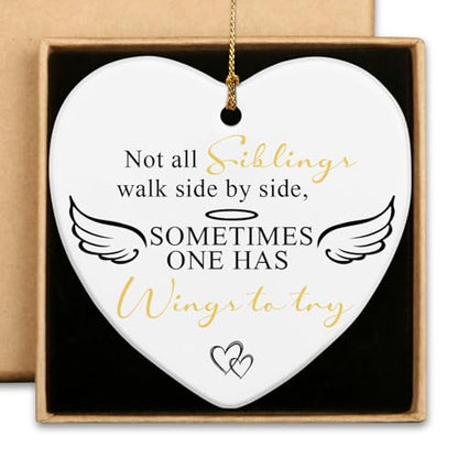 Memorial Gifts for Loss of Siblings Not All Siblings Walk Side by Side Sympathy Gifts for Loss of Sister Brother Funeral Memorial Bereavement Keepsake Grief Decor Gifts Ceramic Ornaments - style: Not All Siblings