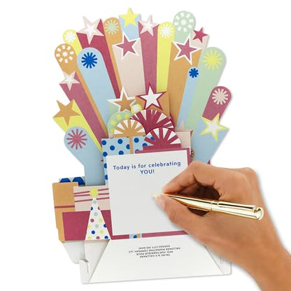 Hallmark Paper Wonder Pick-a-Title Customizable Pop-Up Birthday Card for Her (Pink, Green, Orange Stars) for Sister, Niece, Goddaughter, Great-Granddaughter - style: Pink, Green, Orange Stars