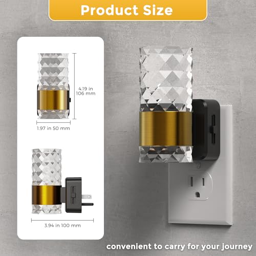 L LOHAS LED Night Light, Modern Night Lights Plug into Wall - color: Gold Ring-3000K Chips, size: 2 Pack