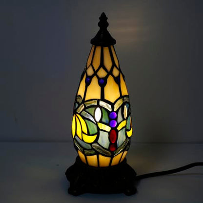 Small Tiffany Stained Glass Table Lamp 5.5X11 Inch (Blue Lotus) - color: Blue Lotus