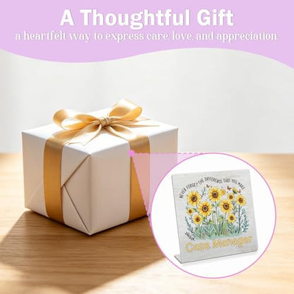Stainless Steel Desk Plaque with Sunflower Design, Inspirational Gift for Case Manager, Meaningful Appreciation Gift for Case Manager, Encouraging Desk Decor for Office HDESK15 - style: Case Manager