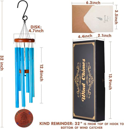 Memorial Wind Chimes for Loss of Loved One – Sympathy Gift for Loss of Dad, Mom, Baby, or Friend – Outdoor Bereavement Wind Chimes, Blue Round Design - size: Blue - Round Design
