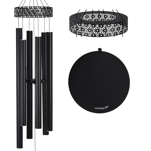Extra Large Wind Chimes for Outside Deep Tone - 58'' Wind Chimes Outdoor Clearance, Deep Tone Wind Chime, Windchimes Outdoors, Memorial WindChimes, Sympathy Gift, Garden Patio Yard, Home Décor - size: 58" Black