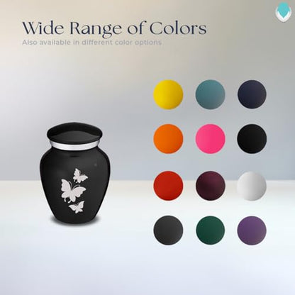 Embrace Keepsake Personalized Butterfly Cremation Urns for Human Ashes I Black Funeral Urn for Men and Women with Double Side Engraving I 3.5 lbs - color: Black