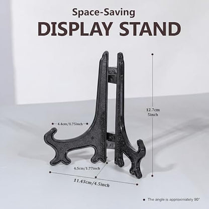 Artliving 5 Inch Black 12pcs/Set Plastic Easels Plate Display Stands Picture Frame Stand Holder - color: Black, size: 5 inch (12 pack)