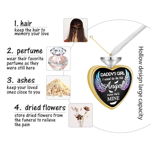 Dletay Heart Urn Necklace for Ashes Birthstones Cremation Jewelry for Ashes Stainless Steel Ash Necklace Memorial Ash Holder - color: Gold-Custom