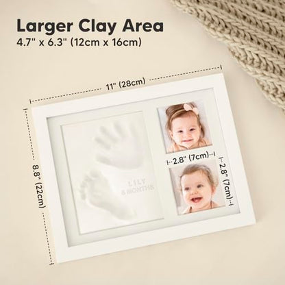 Baby Hand and Footprint Kit Quick Dry Clay Baby Footprints (Alpine White) | Pets Paw Kit, Newborn Keepsake Picture Frame for Boys, Girls, Personalized New Mom Gifts for Shower & Registry, Grandparents - color: Alpine White