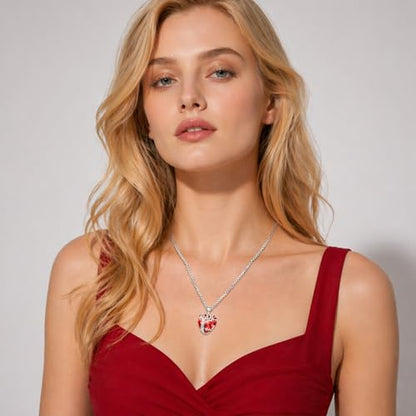 Eusense Tree of Life Necklace for Women Men Sterling Silver 925 Tree Urn Locket Cremation Jewelry Family Tree Pendant Gifts for Her Him Mom Dad Grandma Daughter - style: E-G-Tree of Life Necklace 01-Garnet