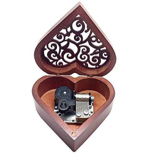Pursuestar Frzon Let It Go Wind Up Music Box, Heart Shaped Vintage Wood Carved Mechanism Musical Gift for Lover Girlfriend Wife Husband Valentine's Day Mother's Day Christmas Anniversary - style: Frzon Let It Go