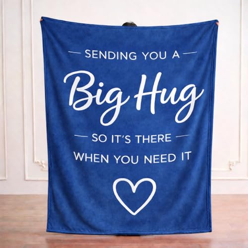Thinking of You Gifts for Women Men – Get Well Blanket 50x60 Inch, Navy Flannel Comfort Hug Blanket, Sympathy Throw for After Surgery, Chemo, Illness, Recovery - color: Get Well-navy