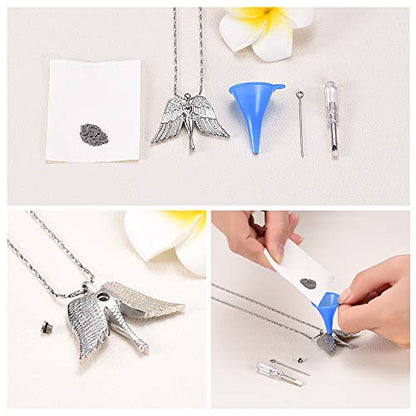 Imrsanl Cremation Jewelry Keepsake Angel Wings Urn Necklace for Ashes | Memorial Pendant for Women, Funeral Keepsake of Loved Ones, Stainless Steel Inlaid with Crystal - color: Silver