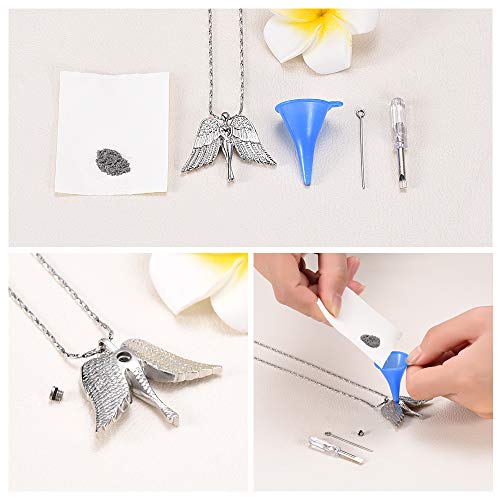 Imrsanl Cremation Jewelry Keepsake Angel Wings Urn Necklace for Ashes - color: Silver