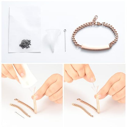 Cremation Urn Cuff Bracelet for Ashes Stainless Steel Crystal Cube Cremation Bangle Keepsake Ashes Jewelry - color: RoseGold