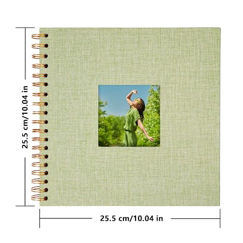 Scrapbook Photo Album, Linen Covered, 10x10 Inches, 40 Sheets/80 Pages | Hardcover Kraft White Pages, Wedding Guest Book, Travel Memory Book, Christmas, Baby Shower Keepsake, Family Album - color: GrassGreen, size: 10x10 Inch 80 Pages