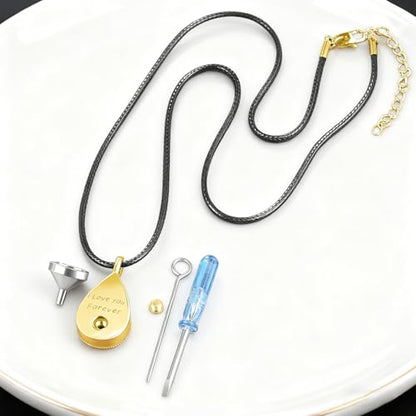 Dreamboat Pet Urn Necklace for Dog Cat Ashes 925 Sterling Silver Paw Print Cremation Keepsake Pendant Celtic Knot Memorial Jewelry Gifts for Women Men - style: 04C-Teardrop (Gold)