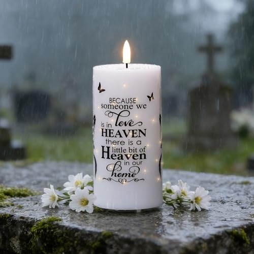Rhytsing Grave Light - Outdoor Fiber Optic Flameless Memorial Candle with Timer Function for Funeral, Water-Resistant Sympathy Gifts for Loss of Loved One, Batteries Included, D 3 inches x H 6 inches