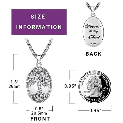 Picture Locket Necklace for Women Men Rose 14K Real Gold 925 Sterling Silver Jewelry Heart Locket Necklace that Holds Pictures Tree of Life Viking Wolf Celtic Knot St Christopher St Michael Pendant - color: I2-3-Tree of Life Locket