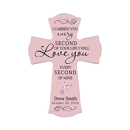 LifeSong Milestones Memorial Wooden Cross 8.5x11 I Carried You (Butterfly) Condolence Funeral Remembrance in Loving Memory Bereavement Gift for Loss of Loved One (Pink) - color: Pink