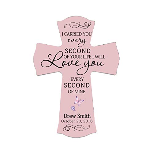 LifeSong Milestones Memorial Wooden Cross 8.5x11 I Carried You (Butterfly) Condolence Funeral Remembrance in Loving Memory Bereavement Gift for Loss of Loved One (Pink) - color: Pink