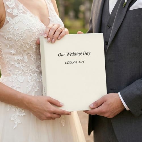 Vienrose Wedding Photo Album 4x6 200 Pockets Photo Window Beige | Cloth Cover, Wedding Crystal Stickers, Tweezers, Acid Free Pages - color: Wedding Theme, size: 200k