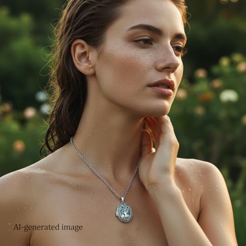 925 Sterling Silver Pictures Locket Necklace for Women Men - color: Black plated 9