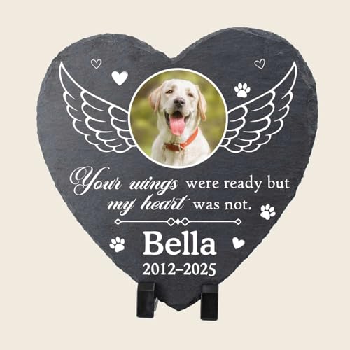 Custom Name Photo Pet Memorial Stone for Loss Dogs Cats, Garden Memorial Rock Headstone Dog Passing Away Sympathy Gift, Dog Cat Grave Markers Tombstone