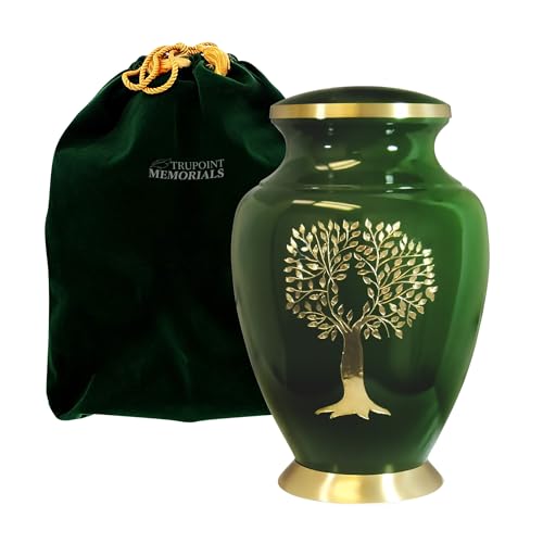 Trupoint Memorials Cremation Urns for Human Ashes, Tree of Life Decorative Burial Urn for Adult Men and Women, Large Green - color: Green, size: Adult