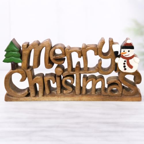 Living Room Decor: Handcrafted Merry Christmas Centerpiece - Christmas Decorations, Bedroom, Indoor Coffee Table, House, Dining Room, Farmhouse & Kitchen Decor, Housewarming Gifts, Solid Wood - color: Merry Xmas 2