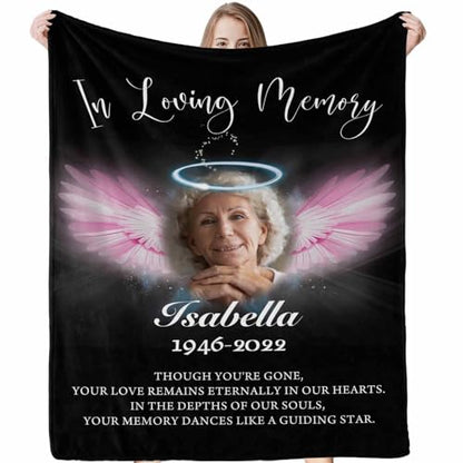 LOSARON Personalized Memorial Blanket with Photos & Name,A Letter from Heanven Sympathy Blanket,Loss of Dad Mom Husband Wife Friend - color: 1 Photo-1