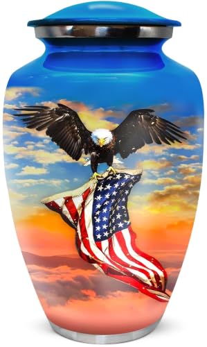 Urns for Human Ashes Adult Man - Large Patriotic Cremation Urn for Ashes Adult Male & Female - Memorial Funeral Urn, 200 Cubic Inches (Denim Blue, Large)