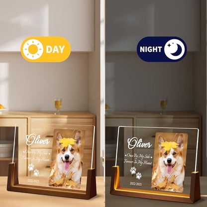 Personalized Dog Memorial Gifts, Custom Acrylic Light Up Picture Frame | Custom Pet Loss Gifts Cat Pet Memorial Gifts with Pictures for Pet Lover, Loss of Dog Sympathy Gifts - color: style-9
