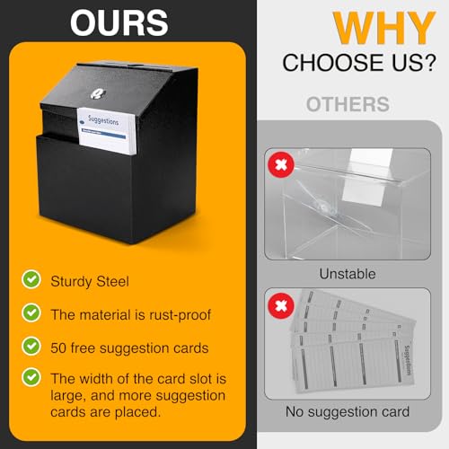 Suggestion Boxes with Slot and Lock,2 Pack Metal Donation Boxes