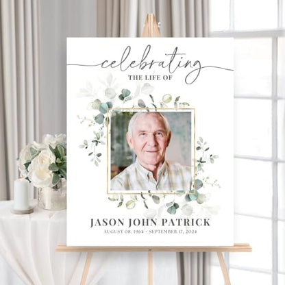 Greenery Celebration of Life Welcome Sign - color: Version #14