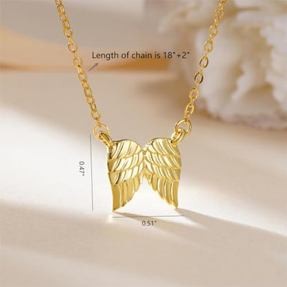 Little Hug from Heaven Angel Wings Necklace Gift for Women, Guardian Angel Sympathy Condolence Gift for Loss Mom Dad - style: angel wings neck gold