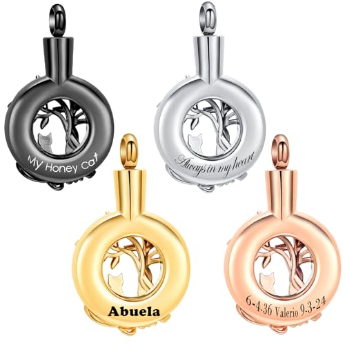 Hearbeingt Tree of Life Cremation Jewelry Paw Print Urn Necklace for Ashes - color: A-Customize