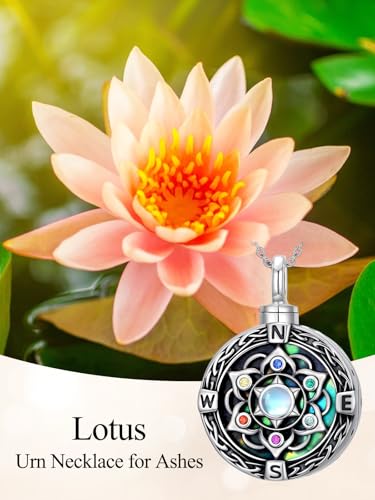 TOUPOP Tree of Life Urn Necklace for Ashes 925 Sterling Silver Cremation Jewelry Memorial Gifts Keepsake Jewelry with Funnel Filler for Women - style: 5-Lotus