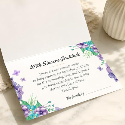 28 Pack Funeral Thank You Cards with Envelopes & Stickers, 6x8 Inches Foldable, Sympathy Bereavement Notes with Message Inside, Suitable for Memorial Services (Style 1)