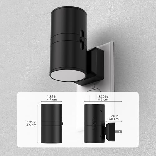 Night Lights Plug into Wall, Modern LED Night Light Plug in | Dusk to Dawn Sensor 5000K Daylight 0-100LM Adjustable Brightness Dimmable NightLight Hallway Bedroom Stairway 2 Pack - color: Black-5000K, size: 2 Pack
