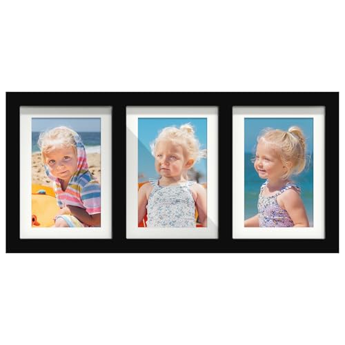 DUENPY 5x7 Collage Frame Holds 3 4x6 Photos Black - color: Black, size: 8x16.6 (4x6 or 5x7 opening)