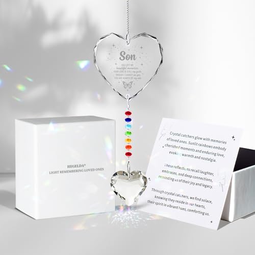 Hegelda Memorial Gifts for Loss of Son Crystal Suncatcher - style: Son