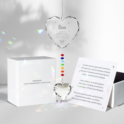 Hegelda Memorial Gifts for Loss of Son Crystal Suncatcher - style: Son